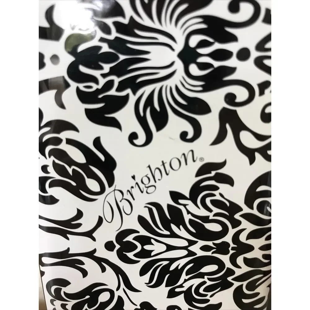 Brighton Floral Black White Decorative Metal Jewelry Ring Watch Bracelet Box Tin
